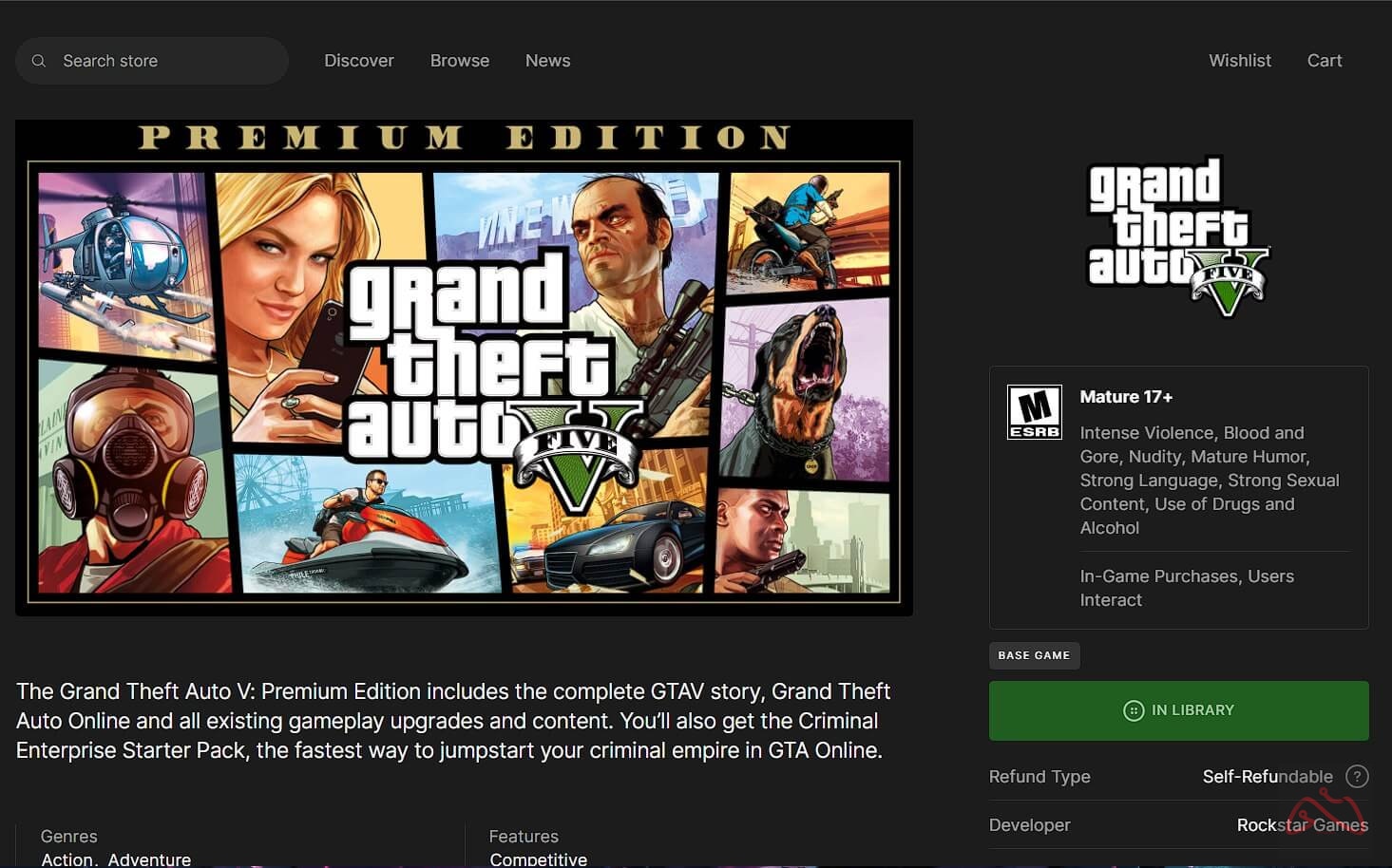 اکانت اپیک گیمز GTA V Premium قابلیت انتقال به ایمیل خریدار